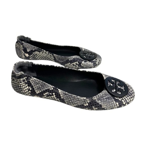 Tory Burch Tri Color Python Embossed Leather Minnie Flats Size 8.5 Animal Print - Picture 16 of 16